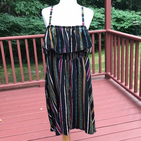 torrid Dresses & Skirts - TORRID 3X black multi ruffled smocked dress